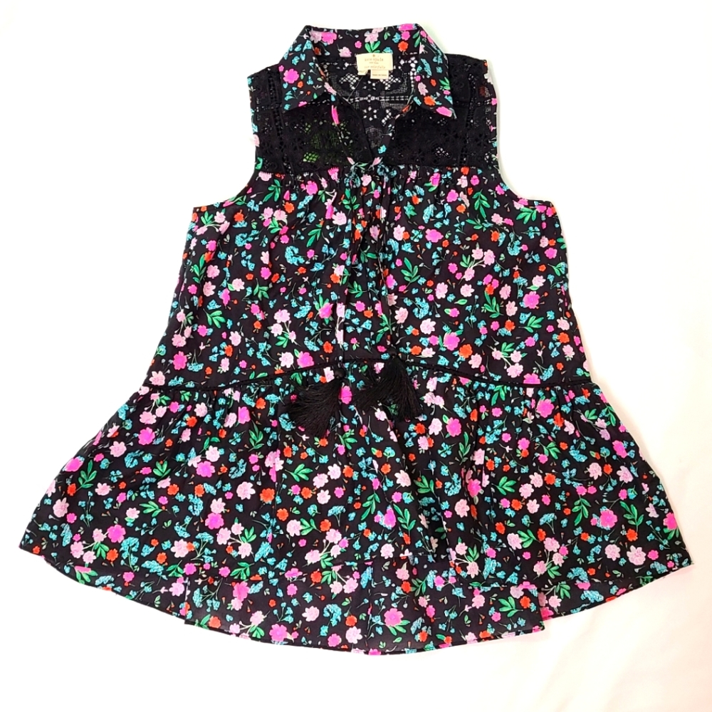 kate spade Greenhouse Lace Yoke Peplum Top NEW